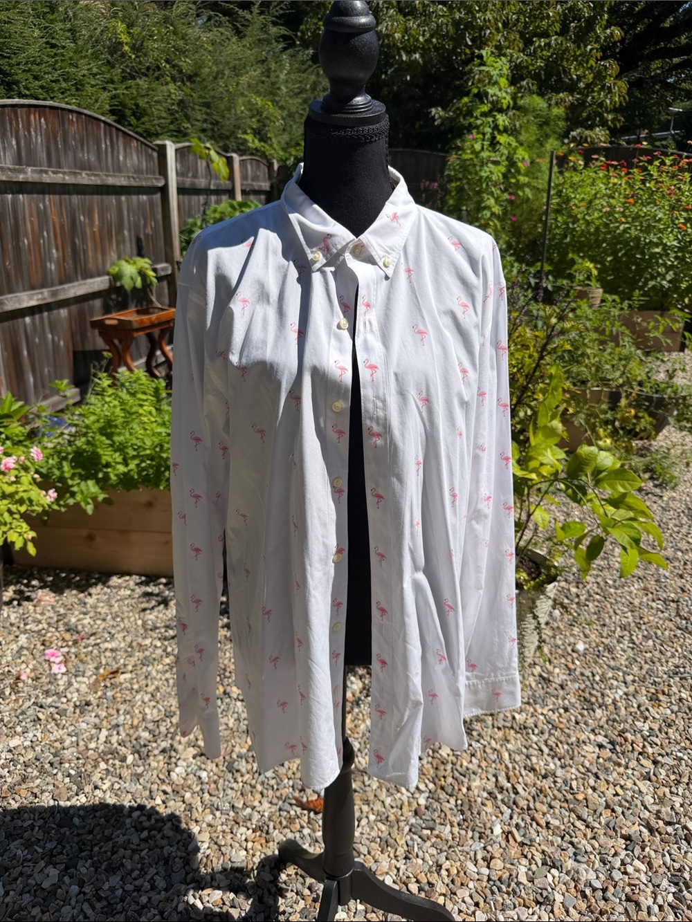 Bonobos Men’s XL Slim Fit White Pink Flamingo Print Button Down Shirt